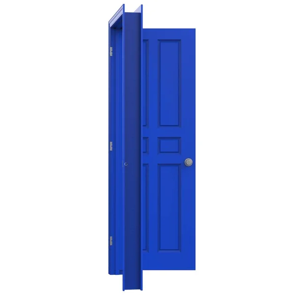 Modrý Otevřený Izolované Vnitřní Dveře Zavřené Ilustrace Vykreslování — Stock fotografie