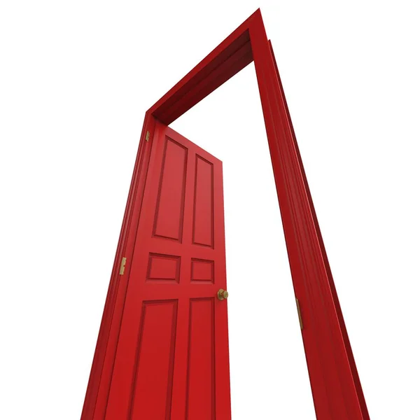 Відкриті Ізольовані Червоні Міжкімнатні Двері Закриті Ілюстрація Рендерингу — стокове фото
