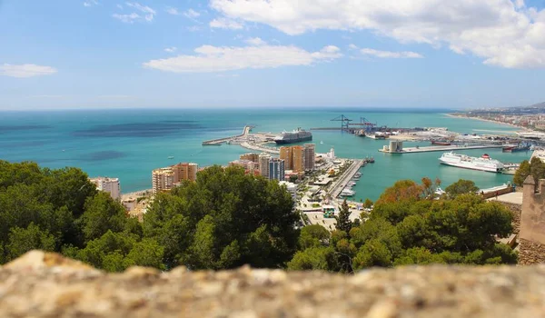 Spanya Nın Akdeniz Deki Manzaralı Limanı Şehri Malaga — Stok fotoğraf