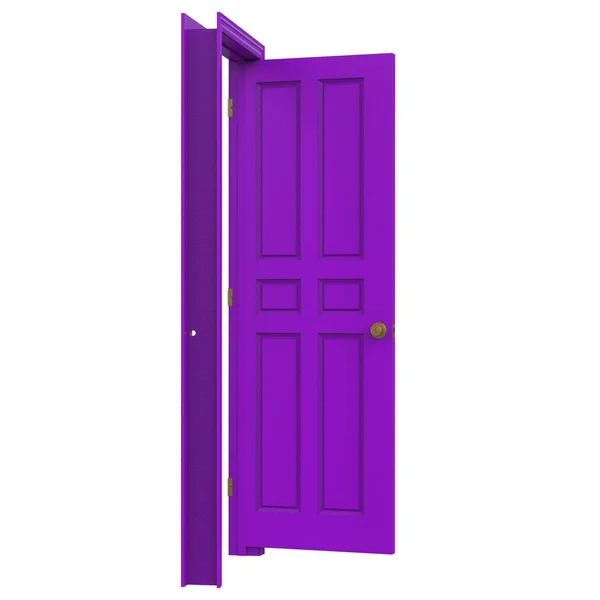 Open Geïsoleerde Binnendeur Voorzichtig Gesloten Illustratie Rendering — Stockfoto
