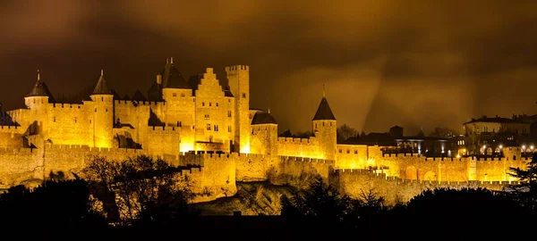 Panoramic View Cite Carcassonne Medieval Citadel Located French City Carcassonne — Stock Photo, Image