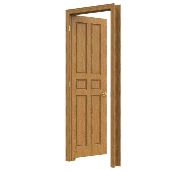 Деревянная Открытая Внутренняя Дверь Закрытая Иллюстрация Рендеринга — стоковое фото