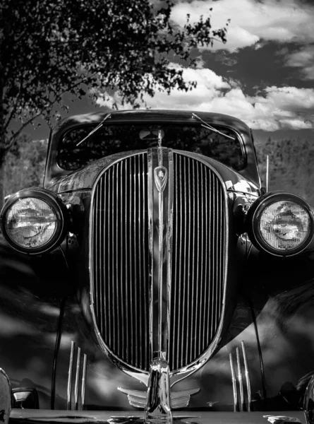 Вид Спереди Черный Винтажный Автомобиль Classic Car Show Вудинвилле Штат — стоковое фото