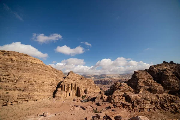 Een Luchtfoto Van Oude Gebouwen Petra Jordanië — Stockfoto
