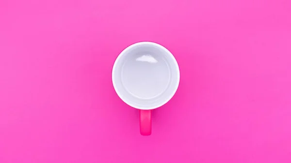 Top View Empty Cup Isolated Pink Background — Stock Photo, Image