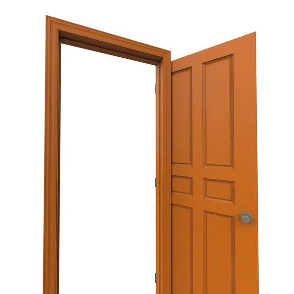 Otwarte Odizolowane Pomarańczowe Drzwi Wewnętrzne Zamknięte Ilustracja Renderowania — Zdjęcie stockowe