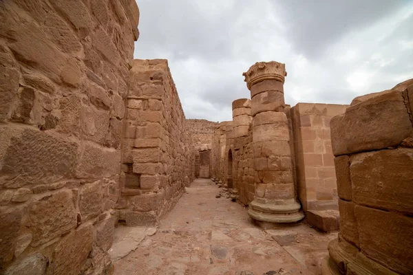 Een Close Shot Van Oude Ruïnes Petra Jordanië Een Zonnige — Stockfoto