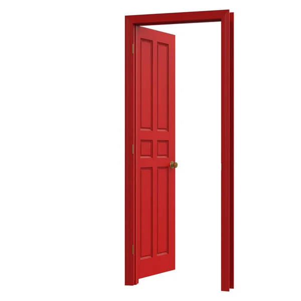 隔離された赤い扉を開ける3Dイラストレンダリング — ストック写真