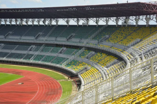 Kilátás Futball Stadion Ülés Nélkül Emberek — Stock Fotó