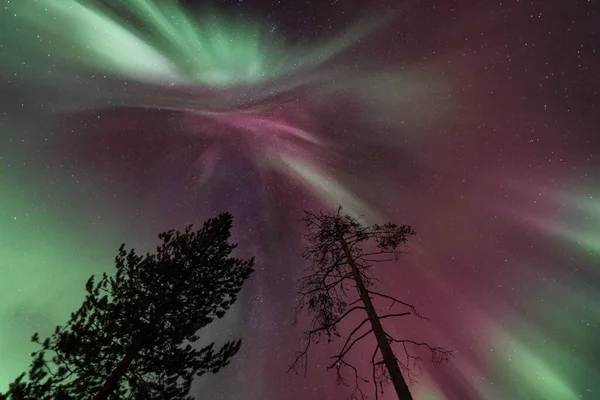 Laponya Finlandiya Daki Kuzey Işıkları Veya Aurora Borealis Nefes Kesici — Stok fotoğraf