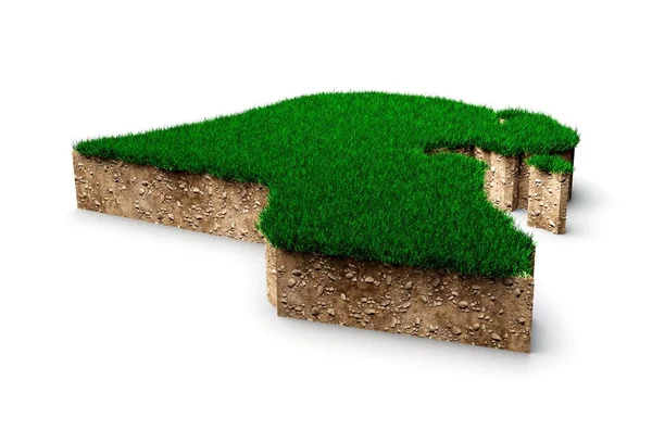 科威特地图土壤地质横断面 绿草3D图解 — 图库照片
