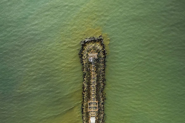 Uma Vista Aérea Superior Quebra Mar Tanjong — Fotografia de Stock