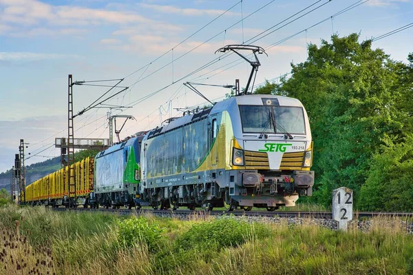 Trem Setg Siemens Vectron Série 193 Passando Por Thuengersheim — Fotografia de Stock