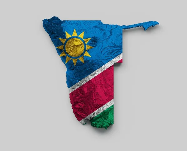 Μια Ναμίμπια Χάρτης Σημαία Σκίαση Ανάγλυφο Χρώμα Ύψος Χάρτη Λευκό — Φωτογραφία Αρχείου