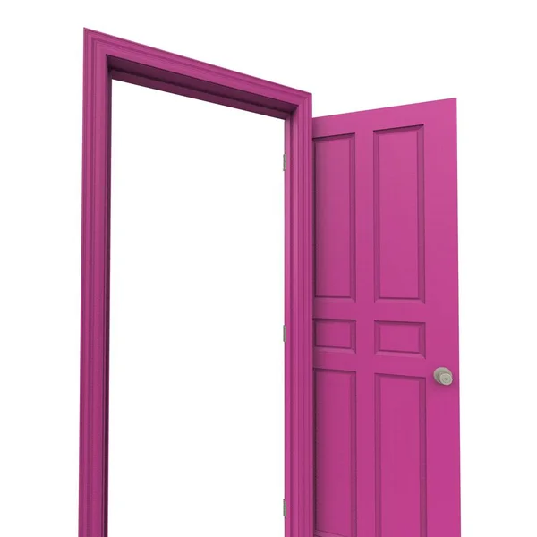 Ανοιχτό Ροζ Απομονωμένη Εσωτερική Πόρτα Κλειστή Απεικόνιση Απόδοση — Φωτογραφία Αρχείου