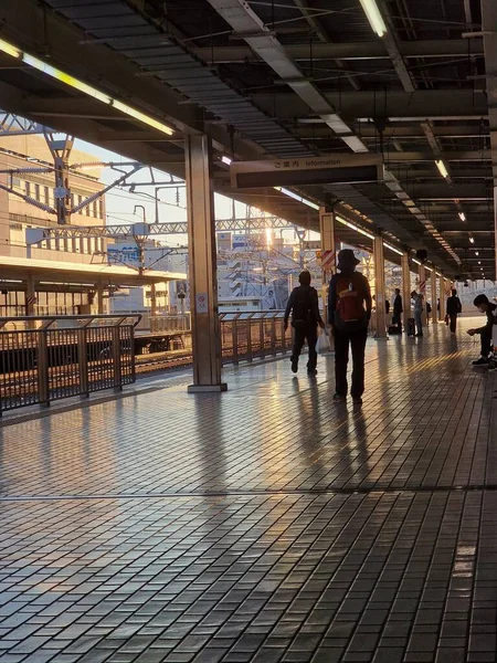 Μια Όμορφη Θέα Των Ανθρώπων Που Περπατούν Στο Σταθμό — Φωτογραφία Αρχείου