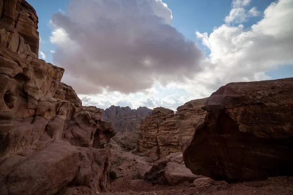 Een Luchtfoto Van Prachtige Bergen Petra Jordanië — Stockfoto