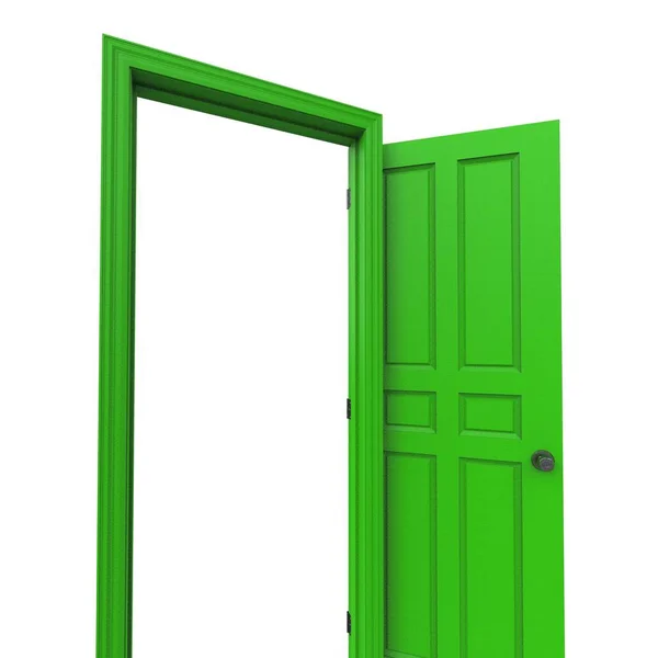 Verde Abierta Aislada Puerta Interior Cerrada Ilustración Representación —  Fotos de Stock