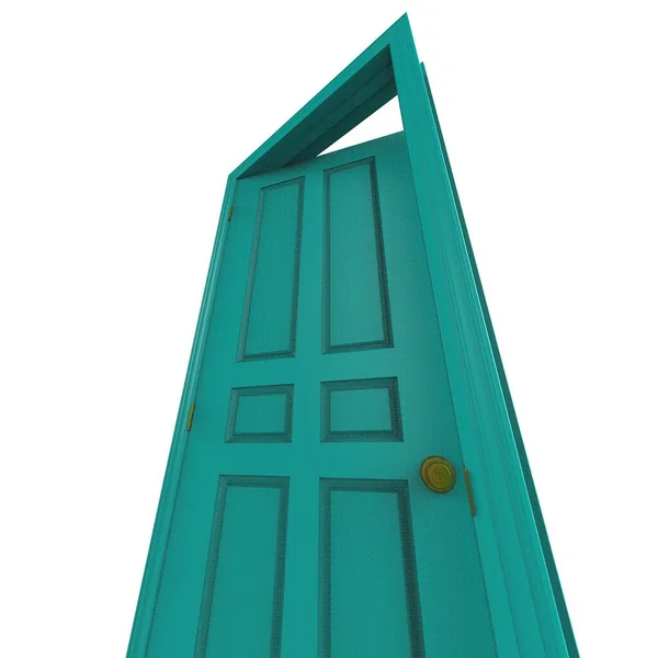 Світло Блакитні Відкриті Ізольовані Міжкімнатні Двері Закриті Ілюстрація Рендерингу — стокове фото