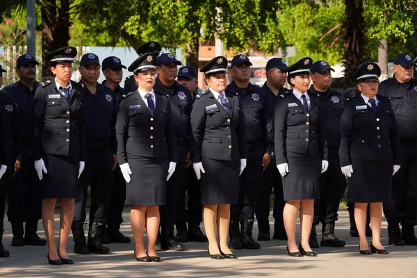 Marinha Mexicana Soldados Sexo Feminino Durante Uma Cerimônia Cívica Dia — Fotografia de Stock