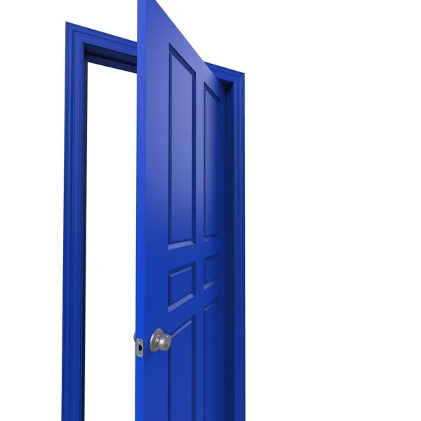Μπλε Ανοιχτή Απομονωμένη Εσωτερική Πόρτα Κλειστή Απεικόνιση Απόδοση — Φωτογραφία Αρχείου