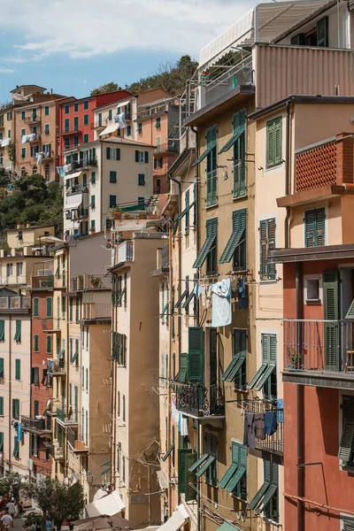 Uma Vista Livre Edifícios Residenciais Cidade Riomaggiore Cinque Terre Itália — Fotografia de Stock