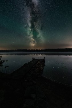 Kangasniemi, Finlandiya 'da Kuzey Işıkları veya Aurora Borealis' in nefes kesici manzarası