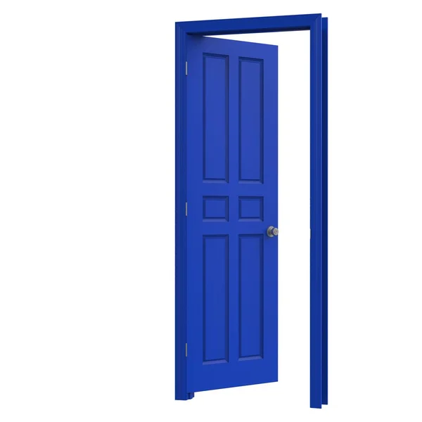 Сині Відкриті Ізольовані Міжкімнатні Двері Закриті Ілюстрація Рендерингу — стокове фото