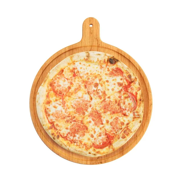 Illustrazione Una Pizza Piatto Legno Isolato Fondo Bianco — Foto Stock