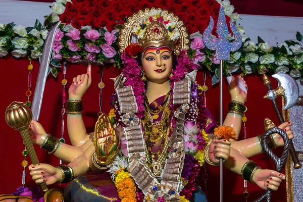 Vacker Idol Maa Durga Som Dyrkas Ett Mandal Mumbai — Stockfoto