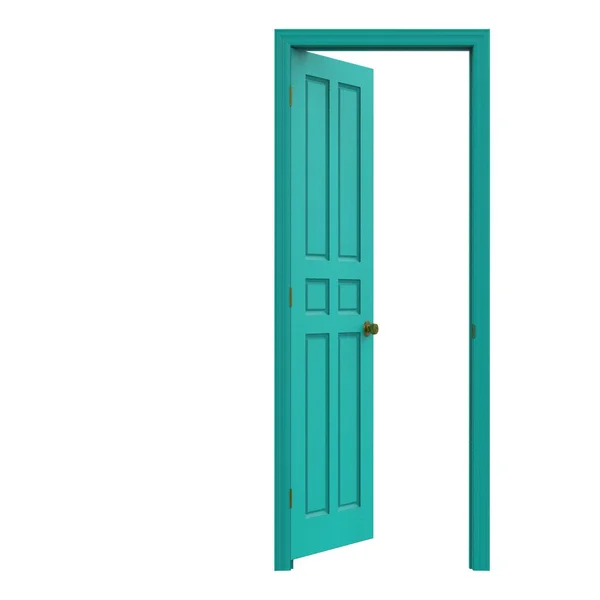 Světle Modré Otevřené Izolované Dveře Interiéru Zavřené Ilustrace Vykreslování — Stock fotografie