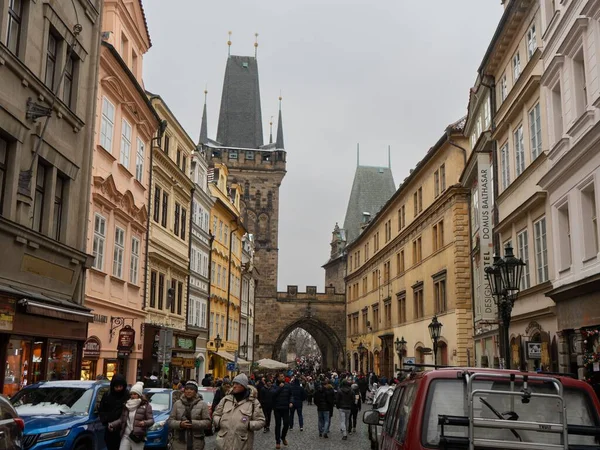 Ein Foto Einer Belebten Straße Der Königsstadt Prag — Stockfoto