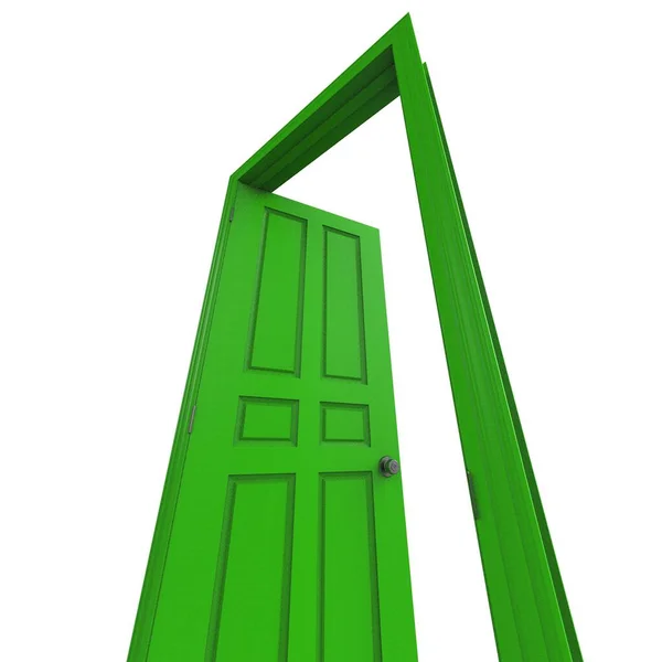 Зелені Відкриті Ізольовані Міжкімнатні Двері Закриті Ілюстрація Рендерингу — стокове фото