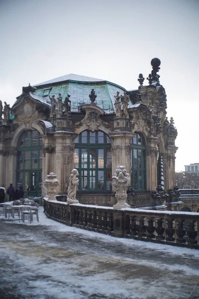 Zimowy Widok Pałac Zwinger Dreźnie Niemcy — Zdjęcie stockowe