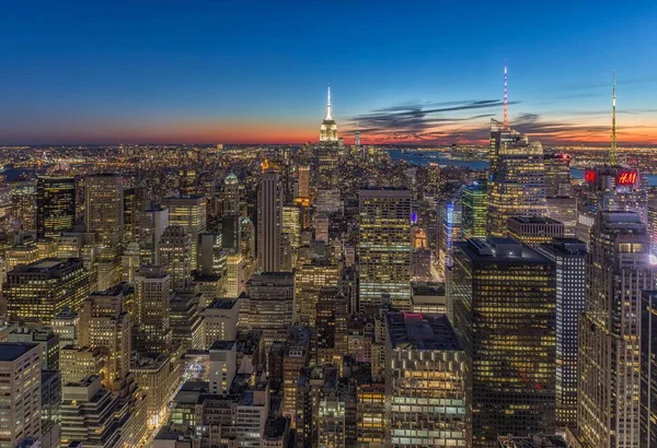Eine Luftaufnahme Der Schönen Stadt New York Mit Hohen Wolkenkratzern — Stockfoto