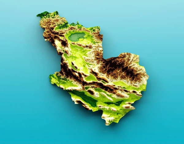 マディナ地図の3Dイラスト網掛けレリーフ海の色高マップ青の背景 — ストック写真