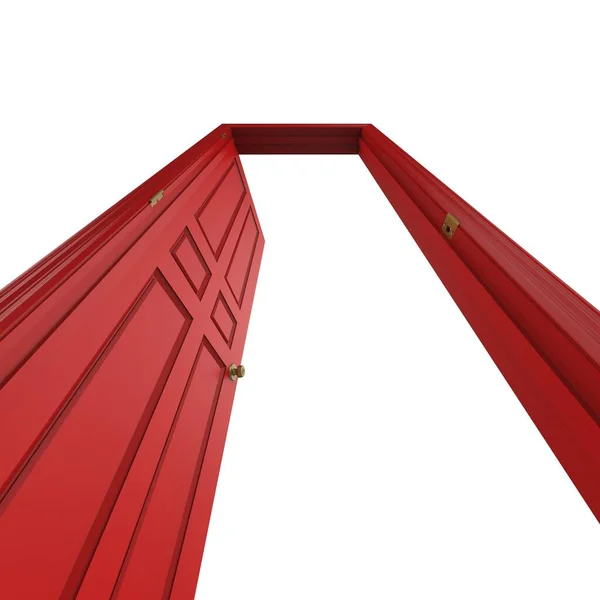 Puerta Interior Roja Aislada Abierta Ilustración Cerrada Renderizado — Foto de Stock