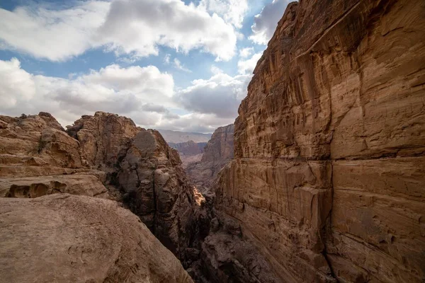 Una Vista Aérea Hermosas Montañas Petra Jordania —  Fotos de Stock