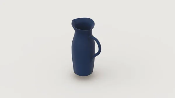 Una Resa Una Brocca Ceramica Blu Isolata Uno Sfondo Bianco — Foto Stock