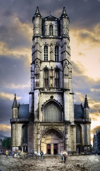 Plano Vertical Hermosa Arquitectura Catedral San Bavo Gante Bélgica —  Fotos de Stock