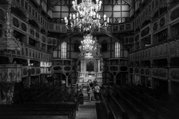 Uma Visão Misteriosa Interior Igreja Paz Jawor Tons Cinza — Fotografia de Stock