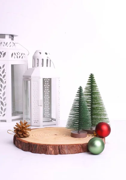 Vertikální Záběr Pozadí Design Vánoční Ozdoby Svíčky — Stock fotografie