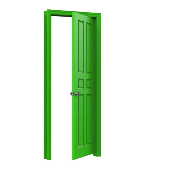 Πράσινο Ανοιχτό Απομονωμένη Εσωτερική Πόρτα Κλειστή Απεικόνιση Απόδοση — Φωτογραφία Αρχείου
