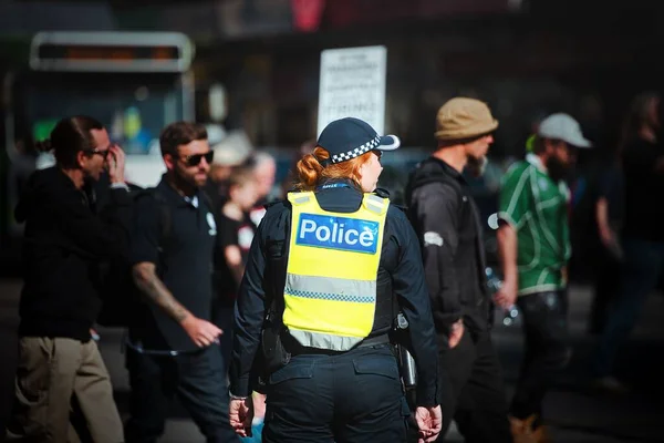 Victoria Police Una Protesta Libertà Melbourne Victoria — Foto Stock