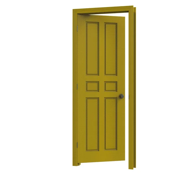 Amarillo Abierto Aislado Interior Puerta Cerrada Ilustración Representación —  Fotos de Stock
