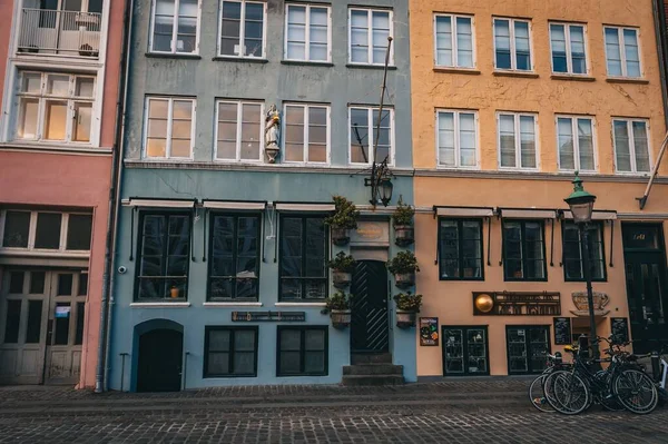 Beau Plan Maisons Colorées Dans Quartier Riverain Nyhavn — Photo