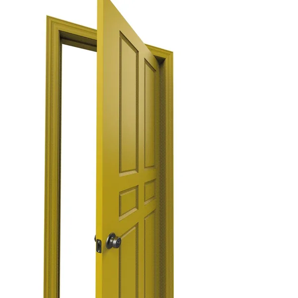 Κίτρινο Ανοιχτό Απομονωμένη Εσωτερική Πόρτα Κλειστή Απεικόνιση Απόδοση — Φωτογραφία Αρχείου