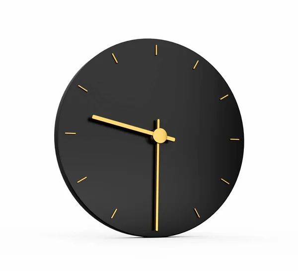 一个十一点半钟的金钟图标 与九点半钟的黑色图标隔离 3D插图 — 图库照片