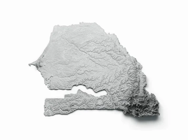 Uma Ilustração Senegal Mapa Bandeira Alívio Sombreado Cor Mapa Altura — Fotografia de Stock