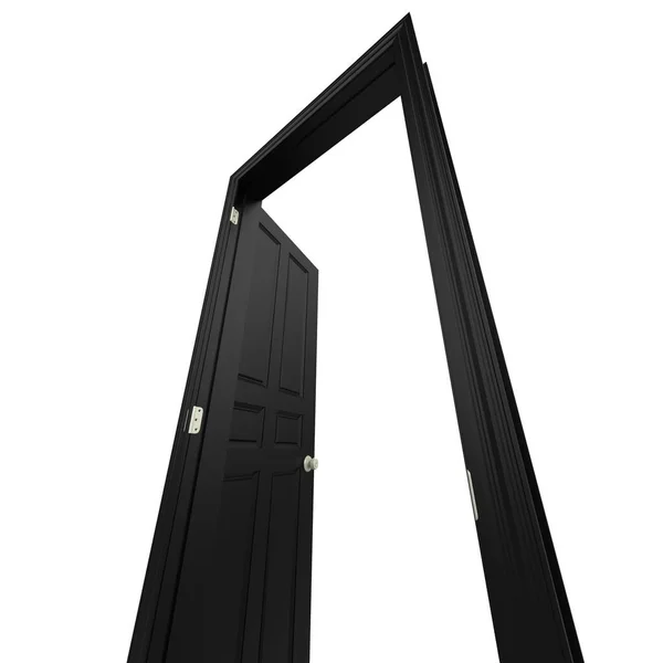 Відкриті Чорні Ізольовані Міжкімнатні Двері Закриті Ілюстрація Рендерингу — стокове фото
